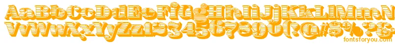 FatFlamingo5WoodcutBlack-Schriftart – Orangefarbene Schriften auf weißem Hintergrund