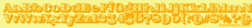 Шрифт FatFlamingo5WoodcutBlack – оранжевые шрифты на жёлтом фоне