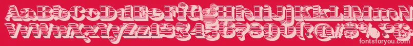 FatFlamingo5WoodcutBlack-Schriftart – Rosa Schriften auf rotem Hintergrund