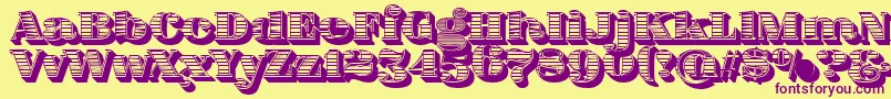 FatFlamingo5WoodcutBlack Font – Purple Fonts on Yellow Background
