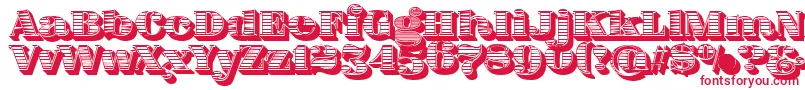 フォントFatFlamingo5WoodcutBlack – 白い背景に赤い文字