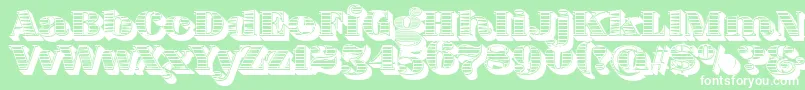 Шрифт FatFlamingo5WoodcutBlack – белые шрифты на зелёном фоне