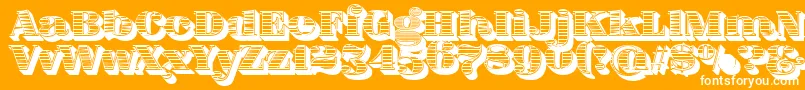 フォントFatFlamingo5WoodcutBlack – オレンジの背景に白い文字