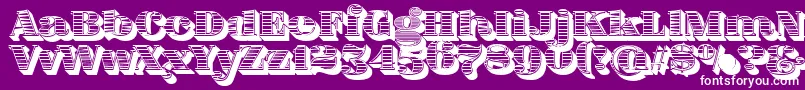 FatFlamingo5WoodcutBlack-Schriftart – Weiße Schriften auf violettem Hintergrund
