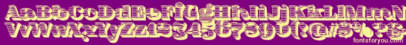 FatFlamingo5WoodcutBlack Font – Yellow Fonts on Purple Background