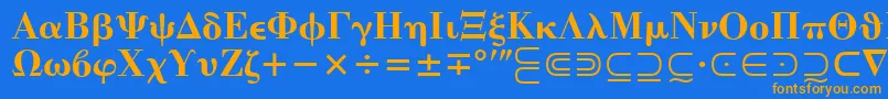 フォントQuantaPiTwoSsi – オレンジ色の文字が青い背景にあります。