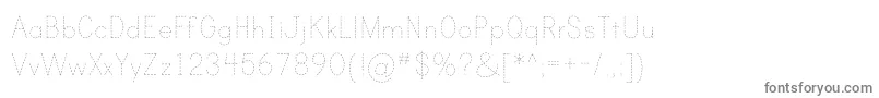 PrintDashedOt-fontti – harmaat kirjasimet valkoisella taustalla