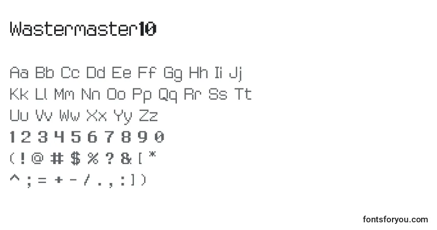 A fonte Wastermaster10 – alfabeto, números, caracteres especiais