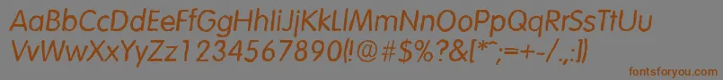 VolkswagenantiqueItalic-Schriftart – Braune Schriften auf grauem Hintergrund