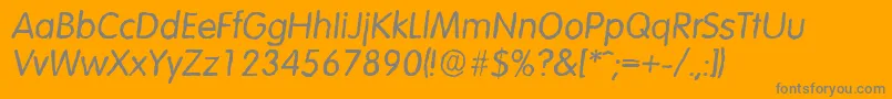 VolkswagenantiqueItalic-Schriftart – Graue Schriften auf orangefarbenem Hintergrund