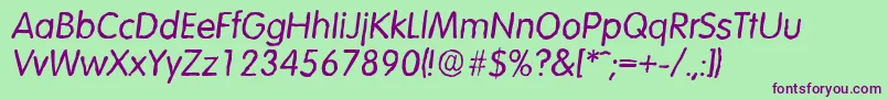 Шрифт VolkswagenantiqueItalic – фиолетовые шрифты на зелёном фоне