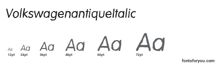Размеры шрифта VolkswagenantiqueItalic