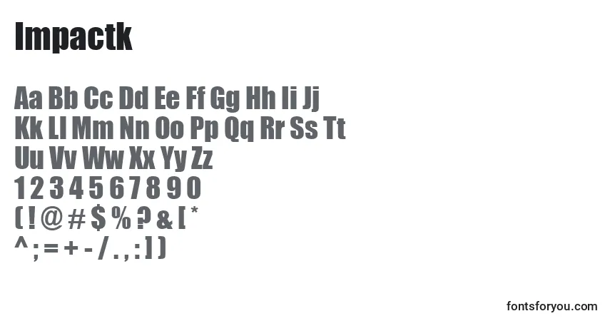 A fonte Impactk – alfabeto, números, caracteres especiais