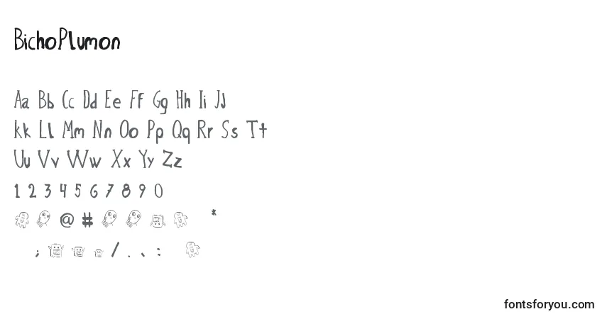 Schriftart BichoPlumon – Alphabet, Zahlen, spezielle Symbole