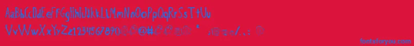BichoPlumon-Schriftart – Blaue Schriften auf rotem Hintergrund