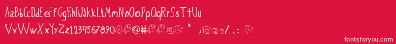 BichoPlumon-Schriftart – Rosa Schriften auf rotem Hintergrund