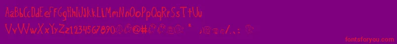 フォントBichoPlumon – 紫の背景に赤い文字