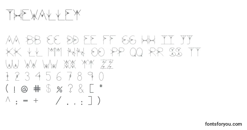 Шрифт TheValley – алфавит, цифры, специальные символы