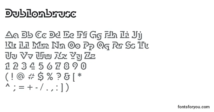 A fonte Dublonbrusc – alfabeto, números, caracteres especiais