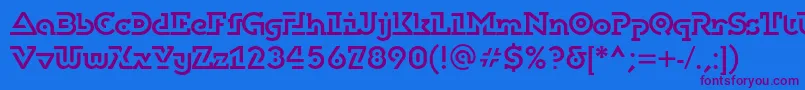 Czcionka Dublonbrusc – fioletowe czcionki na niebieskim tle