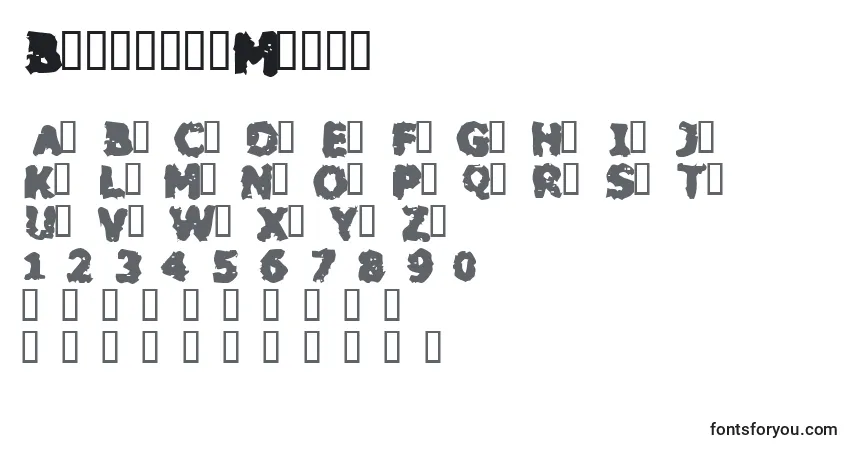 A fonte BlackflyMambo – alfabeto, números, caracteres especiais