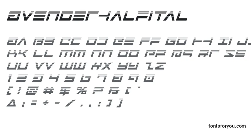 Avengerhalfital Font – alphabet, numbers, special characters