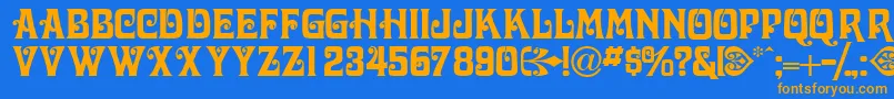 Volutecapsssk Font – Orange Fonts on Blue Background