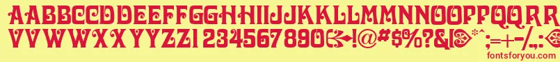 Volutecapsssk Font – Red Fonts on Yellow Background