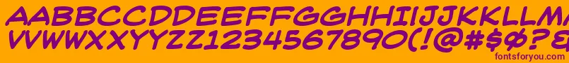 WeblettererBbBold-fontti – violetit fontit oranssilla taustalla