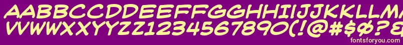 WeblettererBbBold-fontti – keltaiset fontit violetilla taustalla