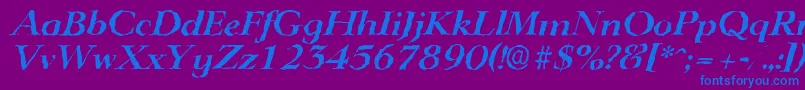 LingwoodrandomBolditalic Font – Blue Fonts on Purple Background