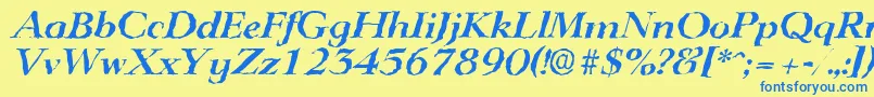 LingwoodrandomBolditalic Font – Blue Fonts on Yellow Background