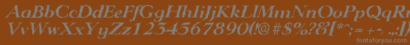 Fonte LingwoodrandomBolditalic – fontes cinzas em um fundo marrom