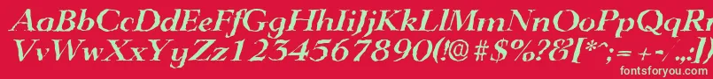 フォントLingwoodrandomBolditalic – 赤い背景に緑の文字