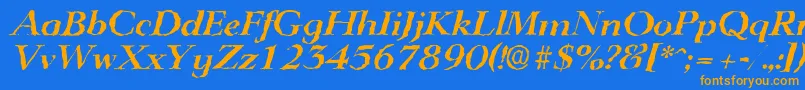 LingwoodrandomBolditalic Font – Orange Fonts on Blue Background