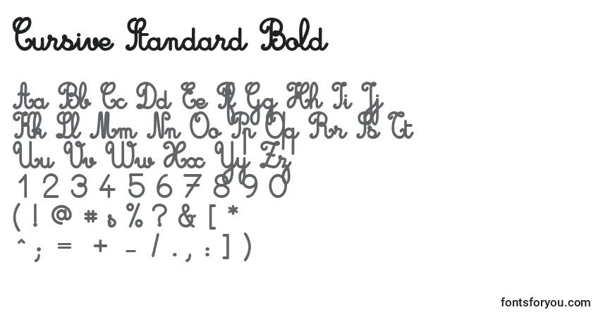 Schriftart Cursive Standard Bold – Alphabet, Zahlen, spezielle Symbole