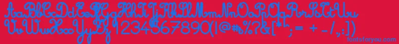 Cursive Standard Bold-Schriftart – Blaue Schriften auf rotem Hintergrund