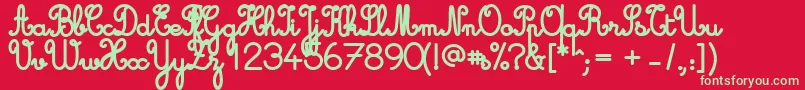 Fonte Cursive Standard Bold – fontes verdes em um fundo vermelho
