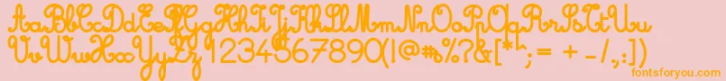 Cursive Standard Bold-Schriftart – Orangefarbene Schriften auf rosa Hintergrund