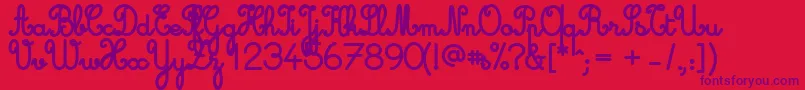 Czcionka Cursive Standard Bold – fioletowe czcionki na czerwonym tle