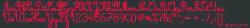 Cursive Standard Bold-fontti – punaiset fontit mustalla taustalla