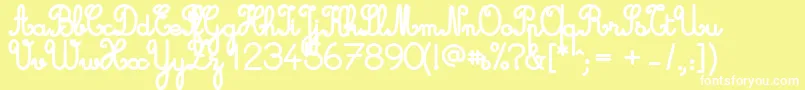 Fonte Cursive Standard Bold – fontes brancas em um fundo amarelo