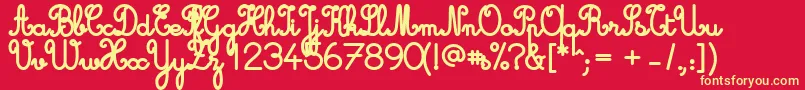 Cursive Standard Bold Font – Yellow Fonts on Red Background