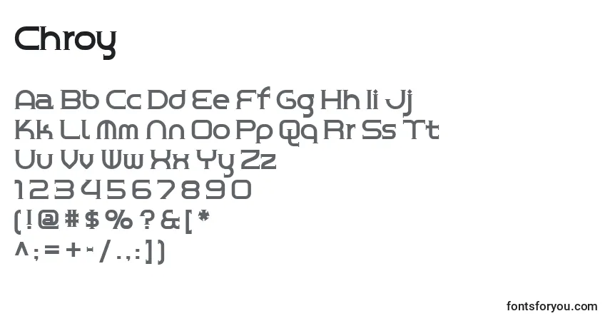 A fonte Chroy – alfabeto, números, caracteres especiais