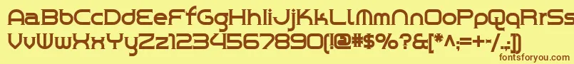 フォントChroy – 茶色の文字が黄色の背景にあります。