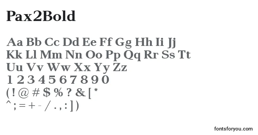 Schriftart Pax2Bold – Alphabet, Zahlen, spezielle Symbole