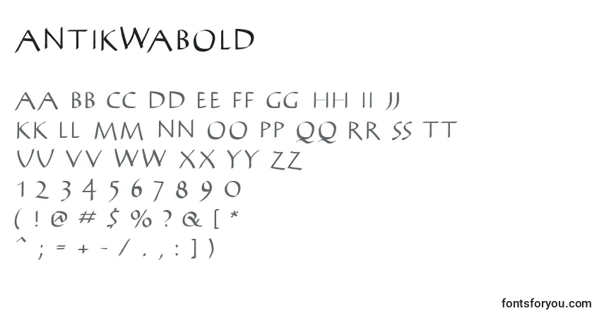 Шрифт AntikwaBold – алфавит, цифры, специальные символы