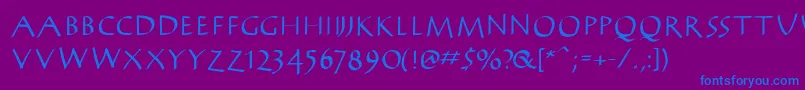 AntikwaBold-Schriftart – Blaue Schriften auf violettem Hintergrund