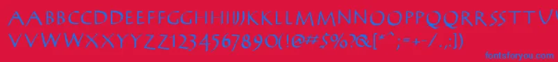 AntikwaBold-Schriftart – Blaue Schriften auf rotem Hintergrund