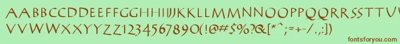 フォントAntikwaBold – 緑の背景に茶色のフォント